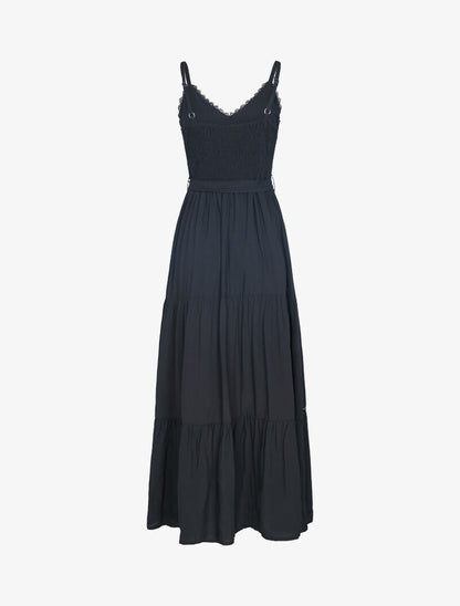 Robe à fines bretelles et crochet - noir - 2