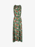 Robe imprimée à encolure montante volantée - vert - 1