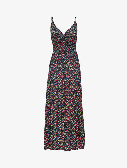 Robe à imprimé petites feuilles colorées - noir - 2