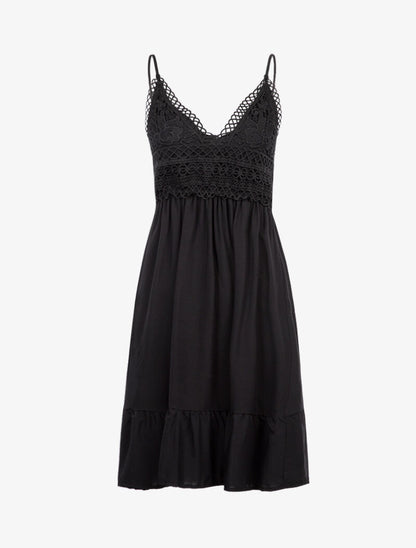 Robe à buste en crochet - noir - 1