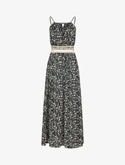 Robe à imprimé floral et crochet - noir - 3