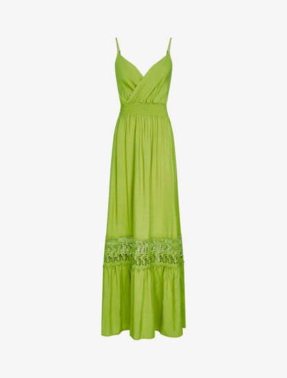 Robe à bande en crochet graphique - vert - 1