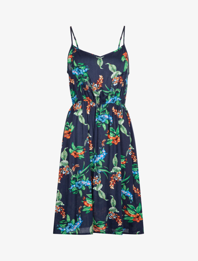 Robe à imprimé printanier - marine - 2