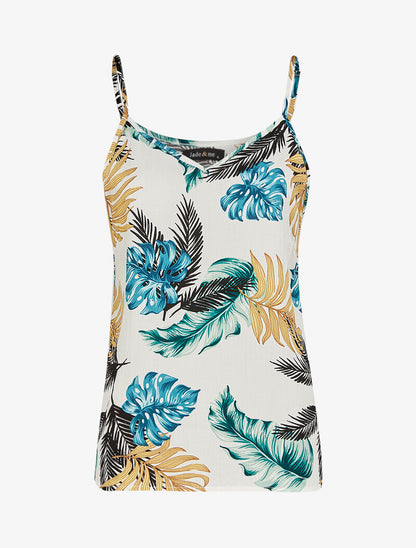 Débardeur à imprimé feuilles tropicales - ecru - 3