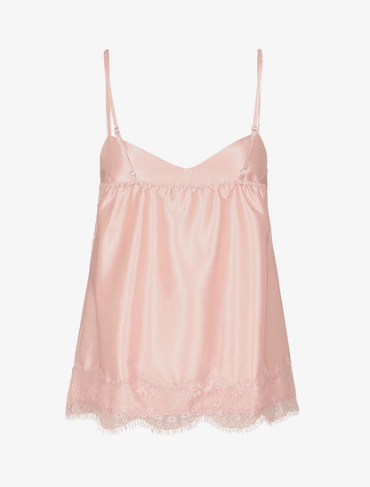 Débardeur satiné à bord en dentelle - rose - 2