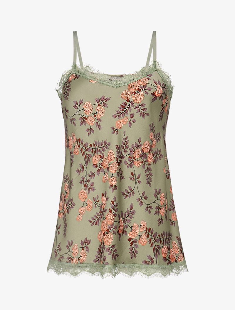Débardeur satiné à imprimé floral - kaki - 3