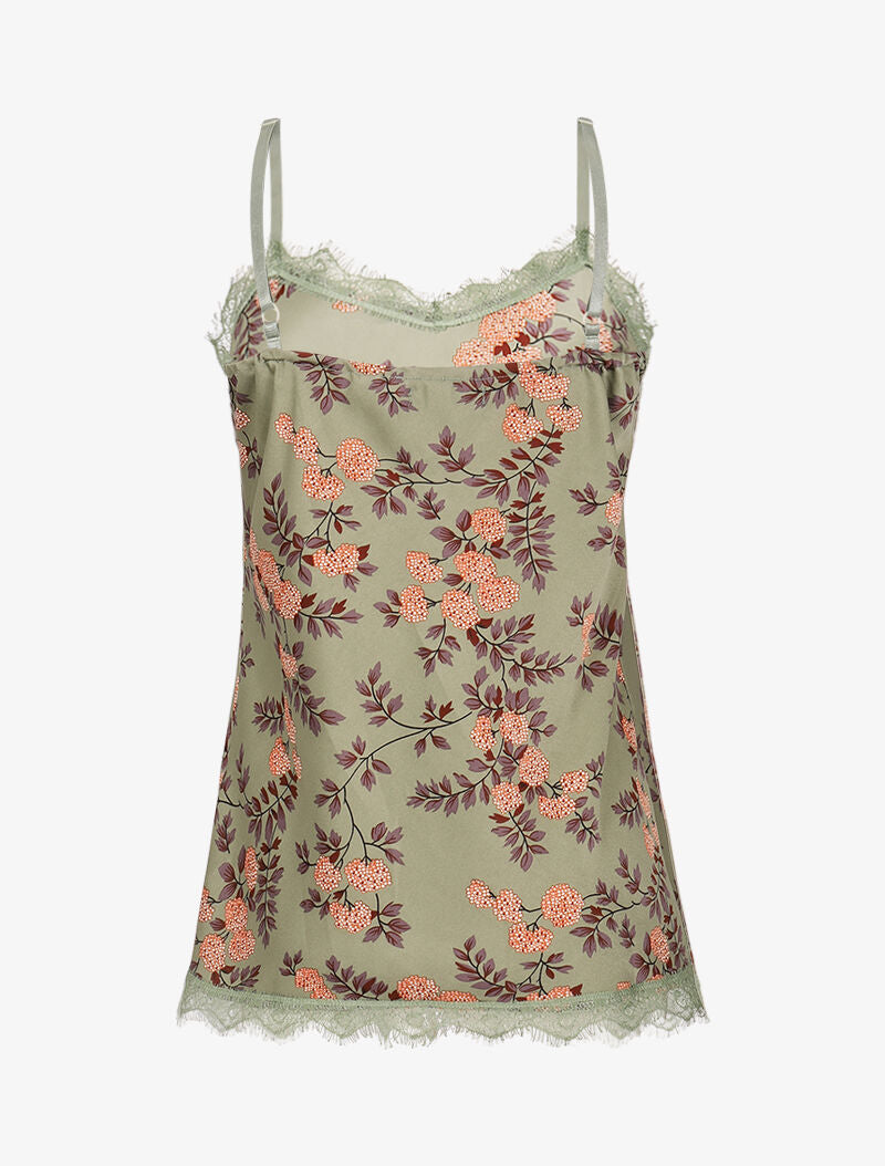 Débardeur satiné à imprimé floral - kaki - 2