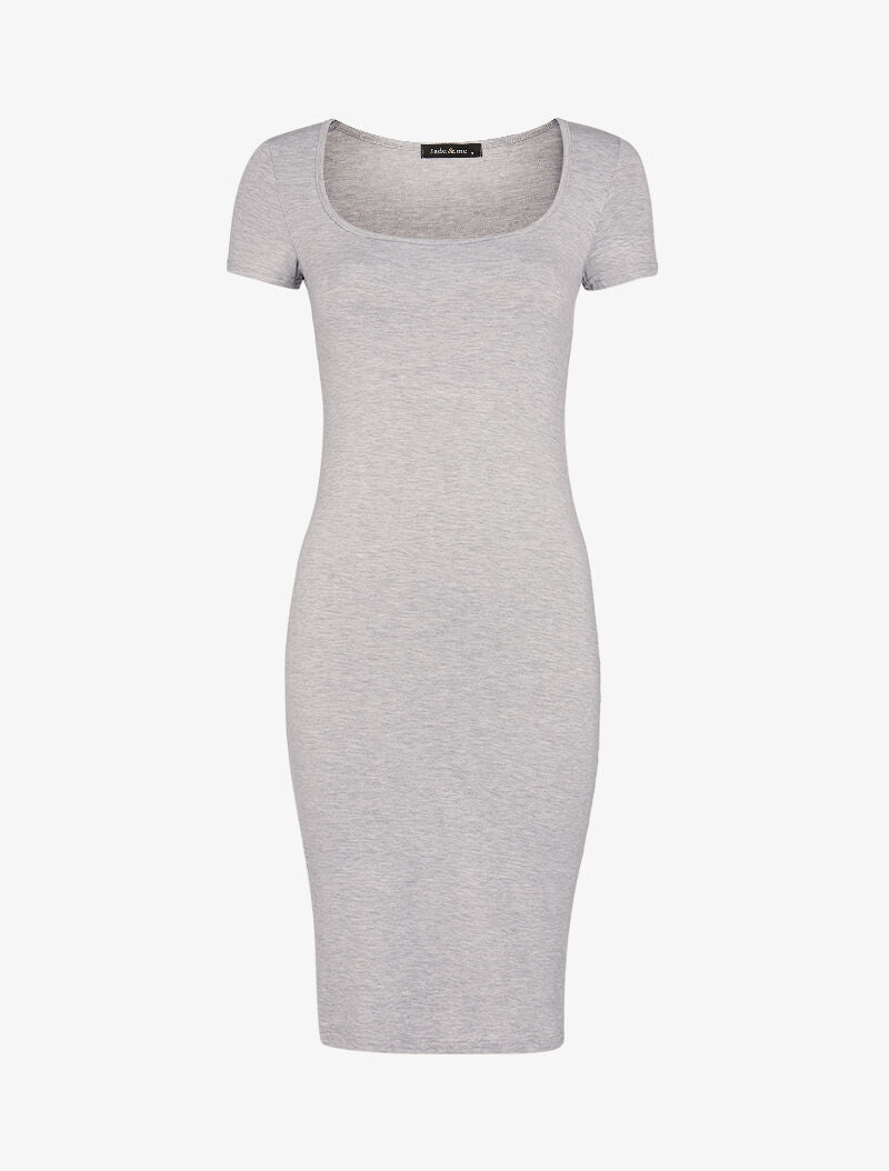 Robe basique à manches courtes - gris clair chiné - 1