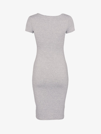 Robe basique à manches courtes - gris clair chiné - 2