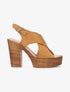 Sandales croisées à talon effet bois - camel - 1