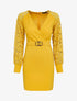 Robe ajustée à manches dentelle - jaune - 3