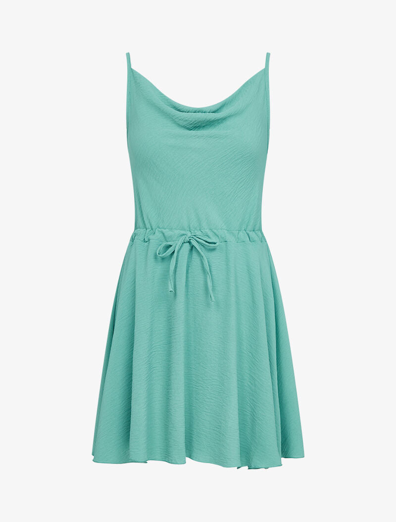 Robe patineuse à col bénitier - vert menthe - 1