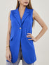 Gilet sans manches à bouton contrastant - bleu roi - 4