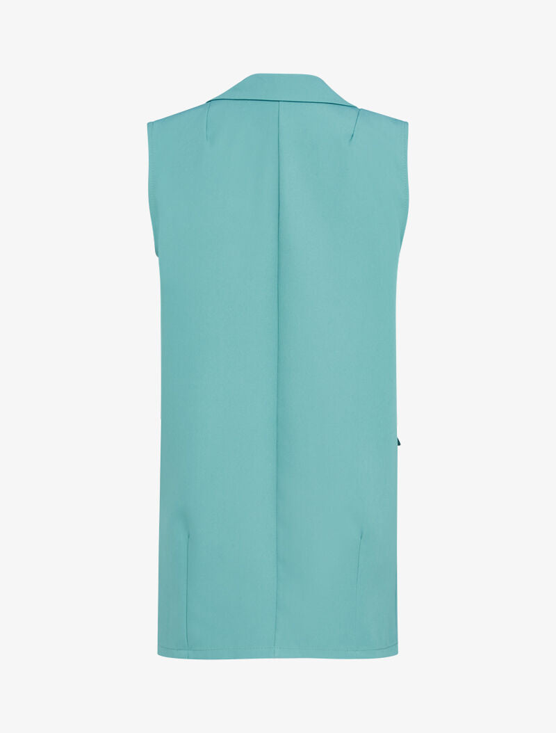 Gilet sans manches à bouton contrastant - turquoise - 2