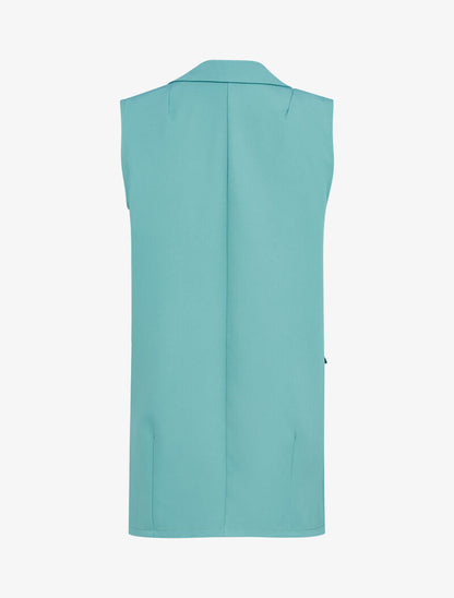 Gilet sans manches à bouton contrastant - turquoise - 2