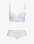 Ensembles à bretelles à bords dentelle et shorty ajouré - blanc - 3