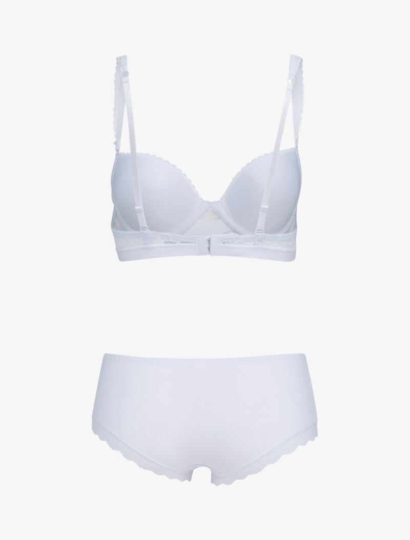 Ensembles à bretelles à bords dentelle et shorty ajouré - blanc - 2