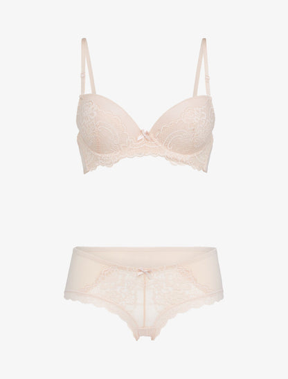 Ensemble emboitant en résille et dentelle - nude - 3