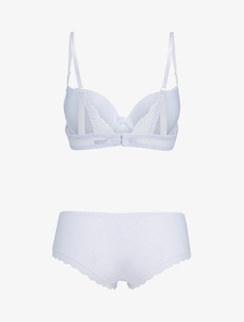 Ensemble push-up en résille et dentelle - blanc - 2