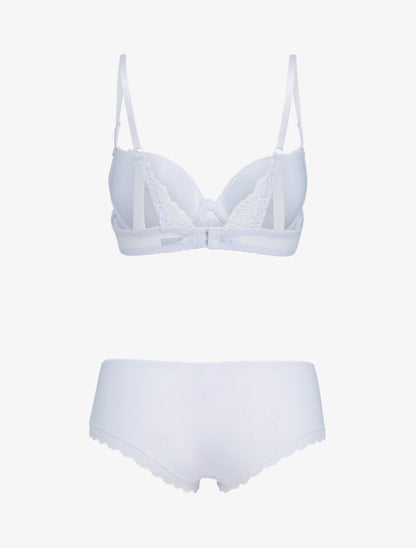 Ensemble push-up en résille et dentelle - blanc - 2
