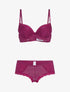 Ensemble push-up en résille et dentelle - bordeaux - 1