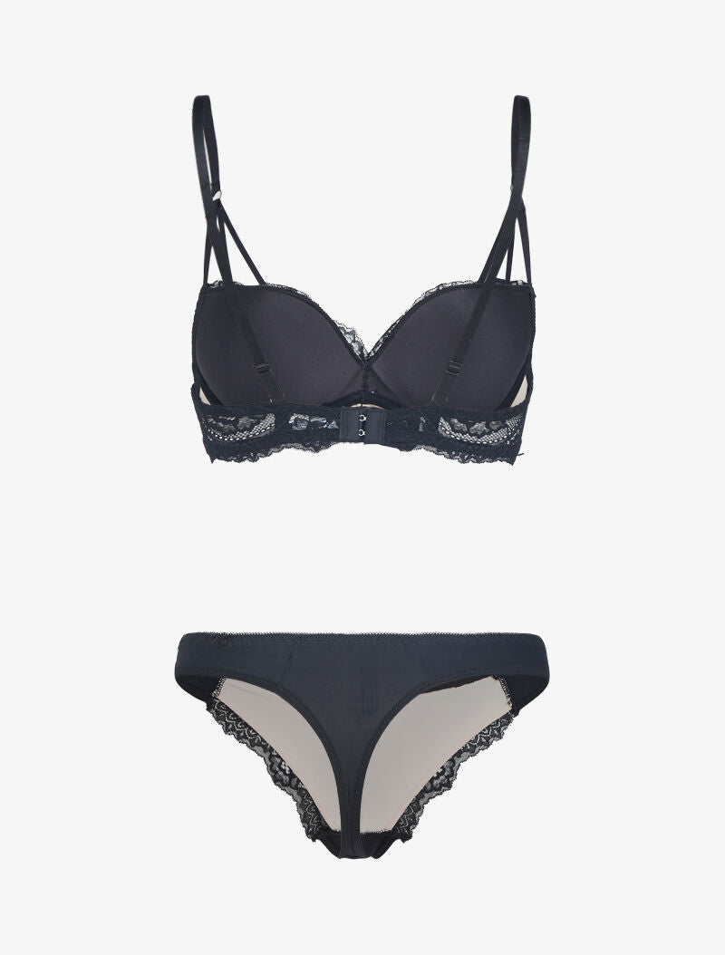Ensemble en dentelle à bretelles stylisées - beige - 2