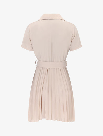 Robe chemise à bas gaufré - beige - 3