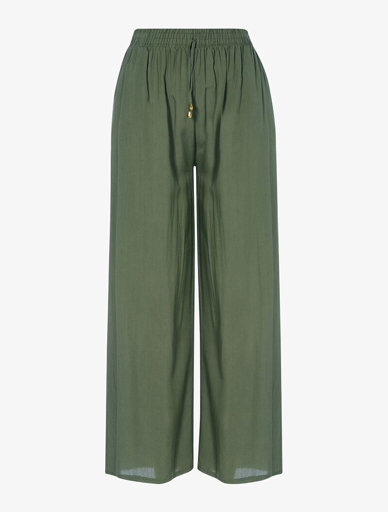 Pantalon fluide uni - kaki - 1