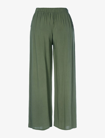 Pantalon fluide uni - kaki - 2