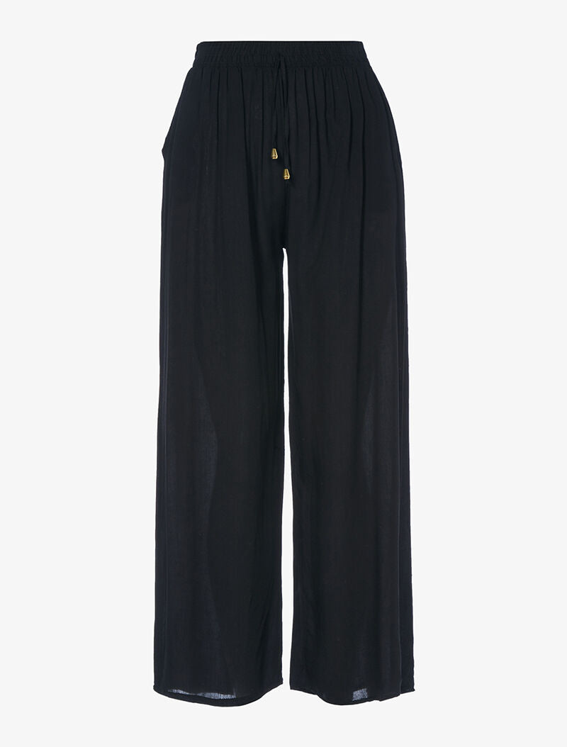 Pantalon fluide uni - noir - 1