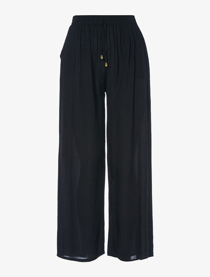 Pantalon fluide uni - noir - 1