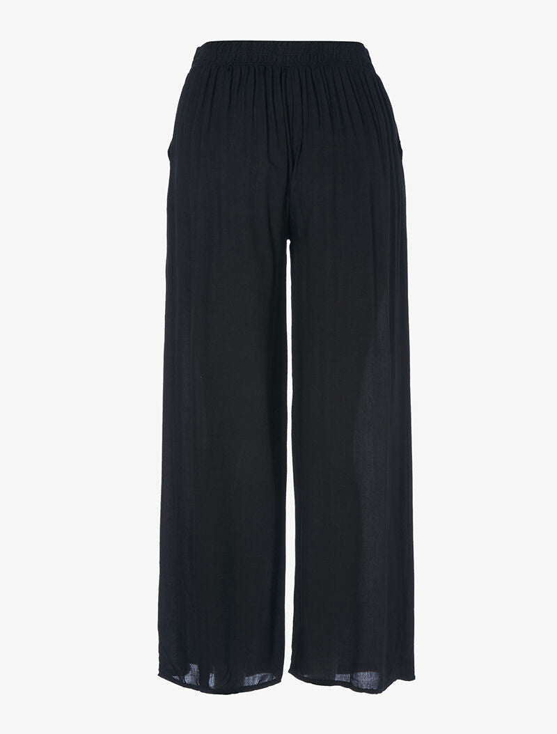 Pantalon fluide uni - noir - 2