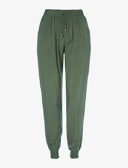 Pantalon harem uni - kaki - 1
