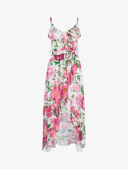 Robe longue à imprimé floral - ecru - 1