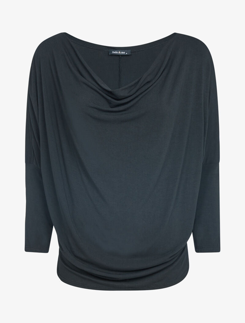 Top fluide coupe chauve souris - noir - 1