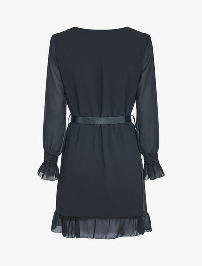 Robe en voile à bords volantés - noir - 2