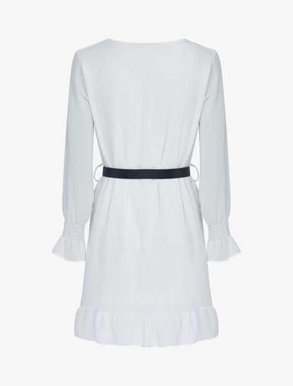 Robe en voile à bords volantés - blanc - 2