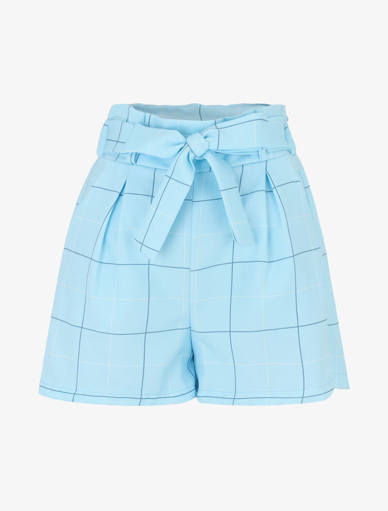 Mini short à imprimé carreaux - bleu ciel - 3
