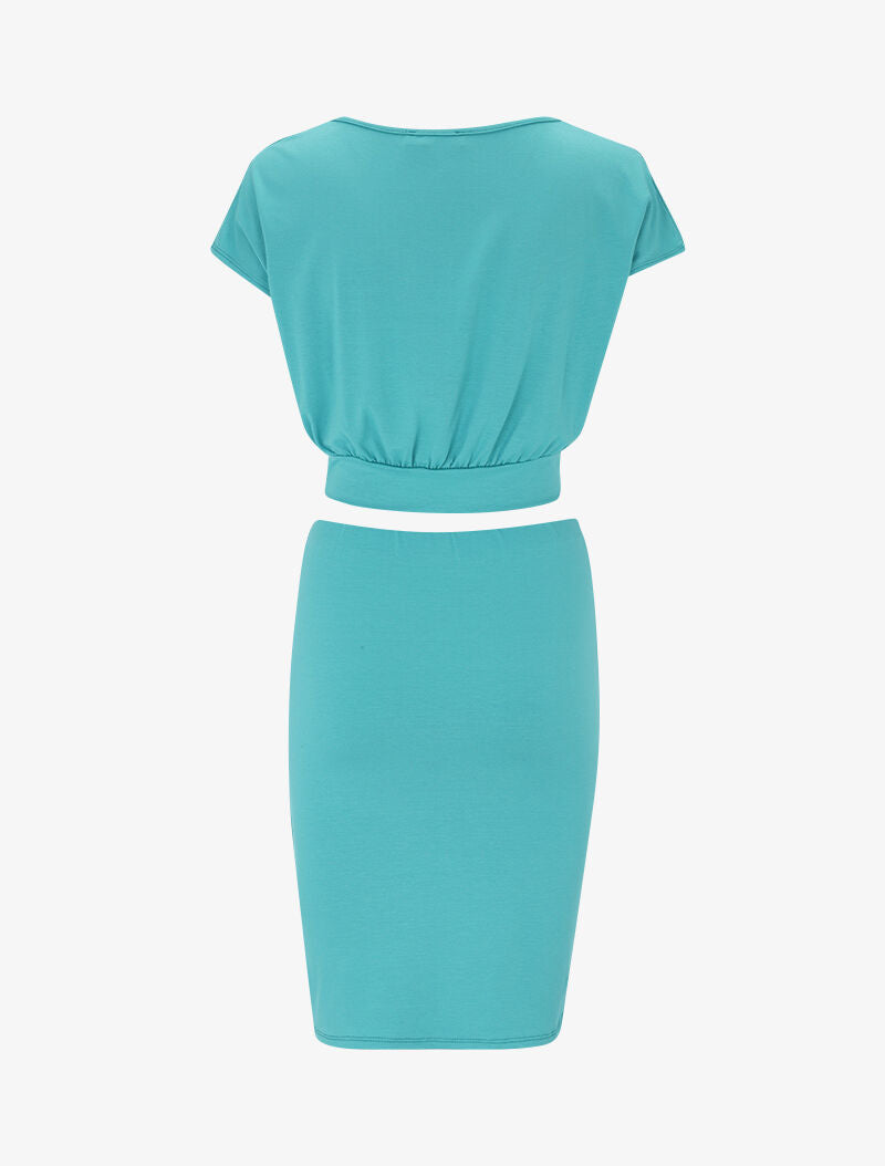 Ensemble crop top et jupe - turquoise - 2
