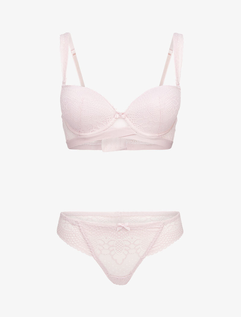 Ensembles à bretelles à bords dentelle - rose - 1