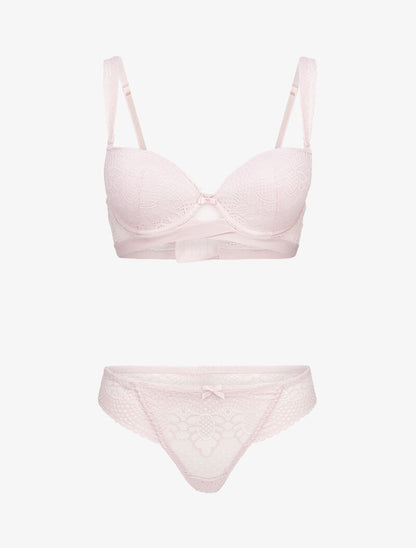 Ensembles à bretelles à bords dentelle - rose - 1