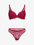 Ensembles à bretelles stylisées en dentelle - cerise - 3