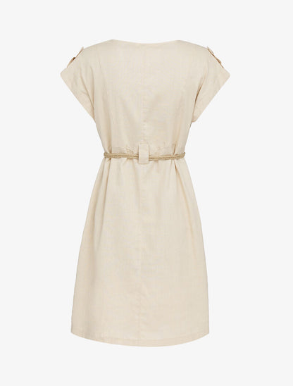 Robe trapèze à col carré - beige - 2
