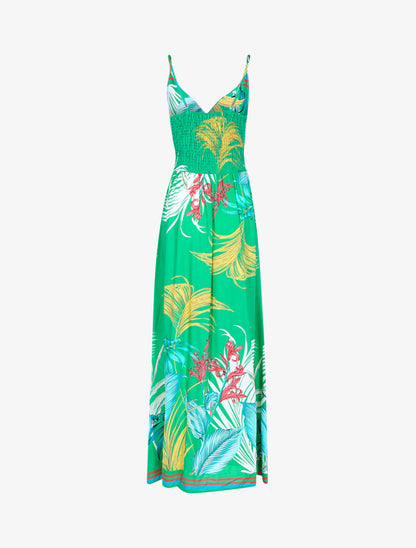 Robe longue à imprimé feuillages - vert - 2