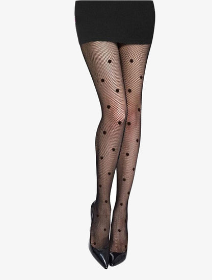 Collants en résille à pois - noir - 1