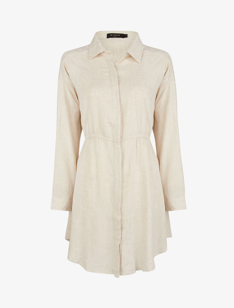 Robe chemise en toile - beige - 2