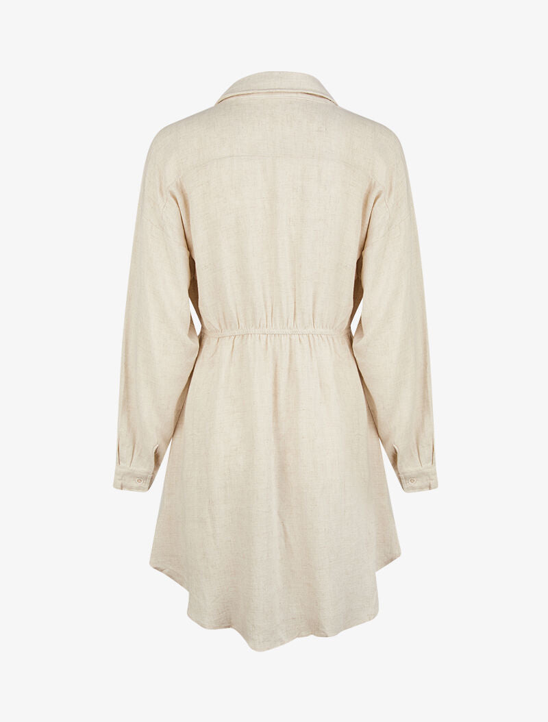 Robe chemise en toile - beige - 3