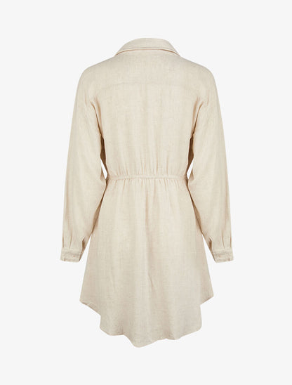 Robe chemise en toile - beige - 3