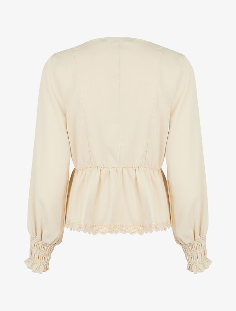 Top fluide à détails crochet - beige - 3