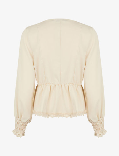 Top fluide à détails crochet - beige - 3